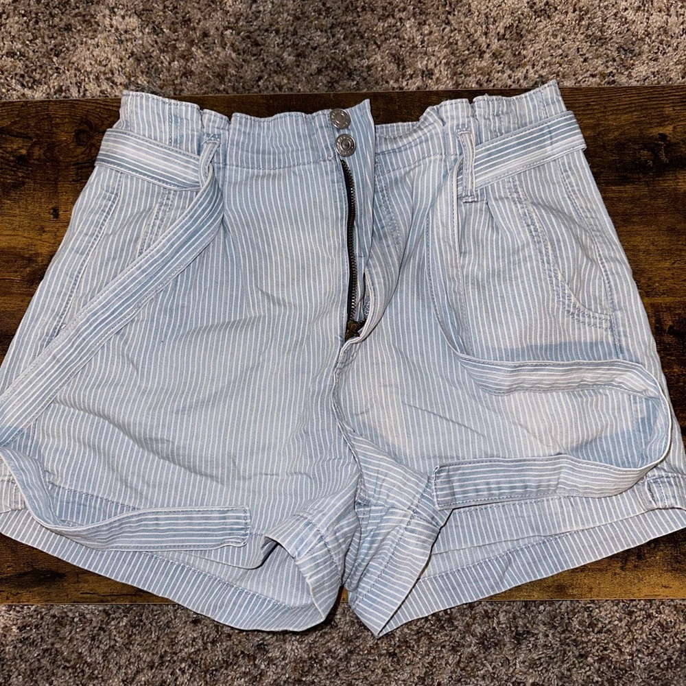 American Eagle Paper-waist pinstriped shorts